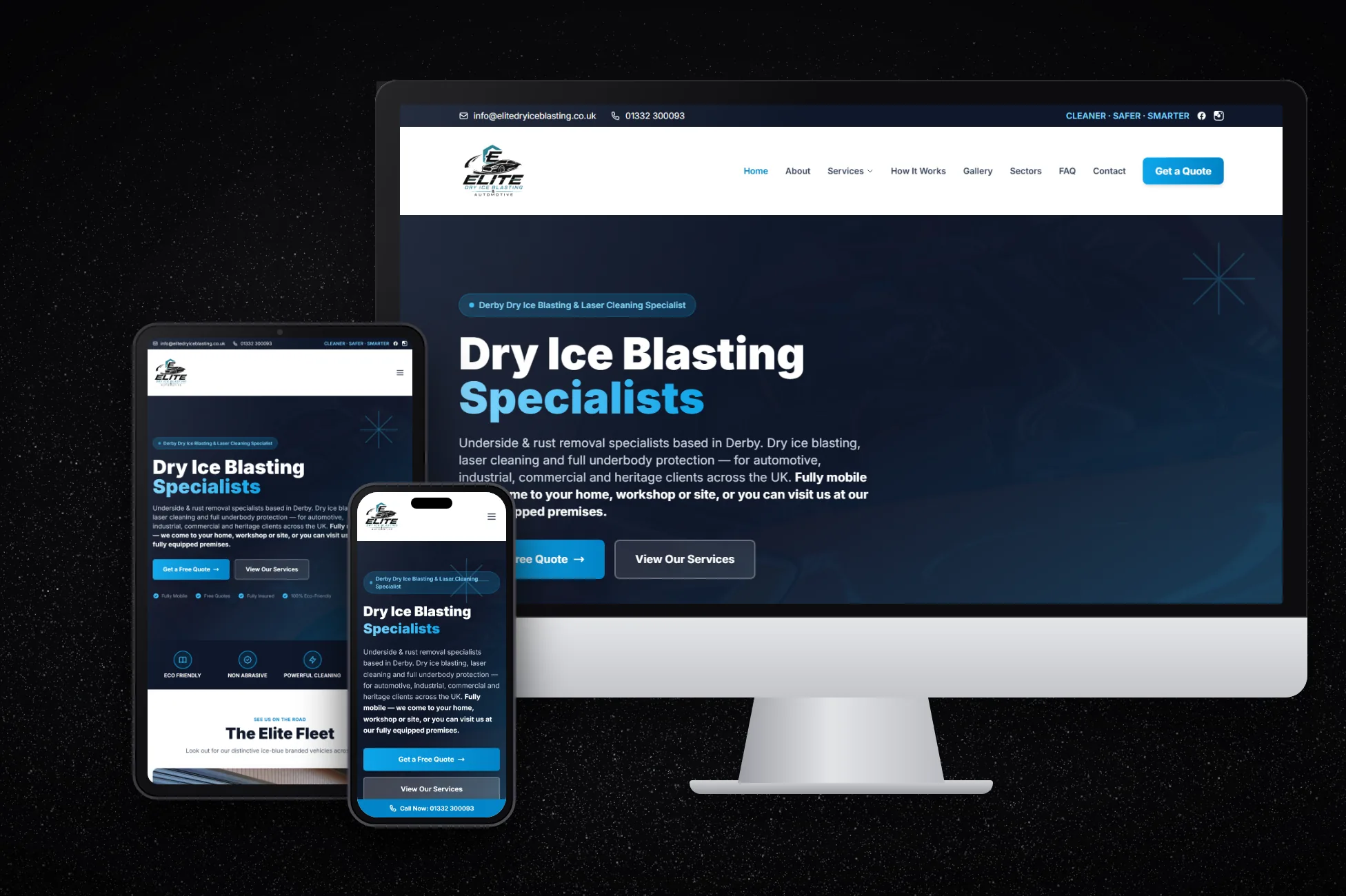 Elite Dry Ice Blasting - Dry Ice & Laser Cleaning Specialist Website, Derby — project overview screenshot