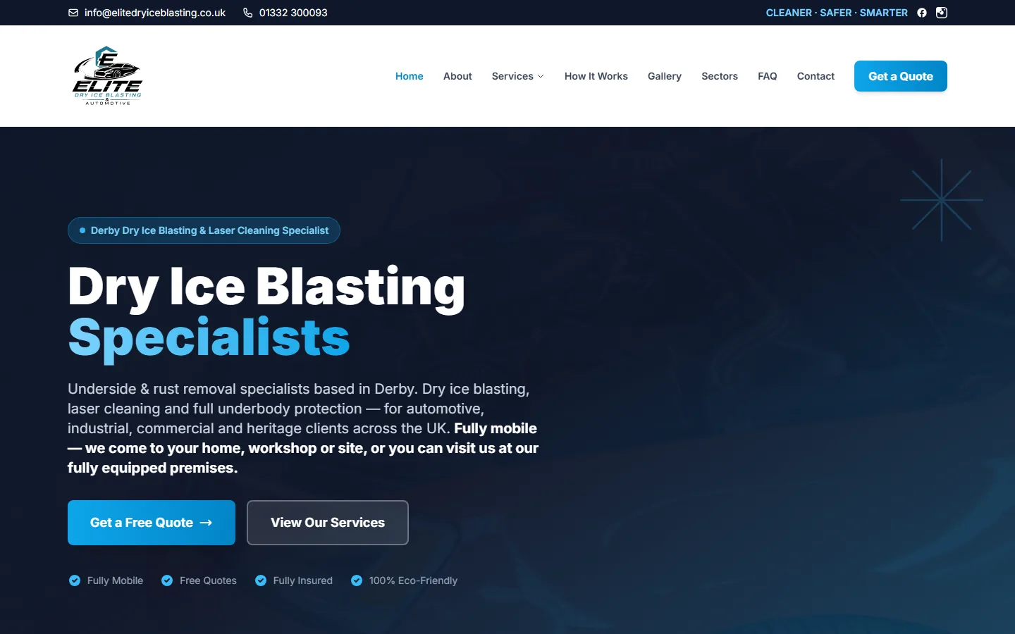 Elite Dry Ice Blasting - Dry Ice & Laser Cleaning Specialist Website, Derby — solution design