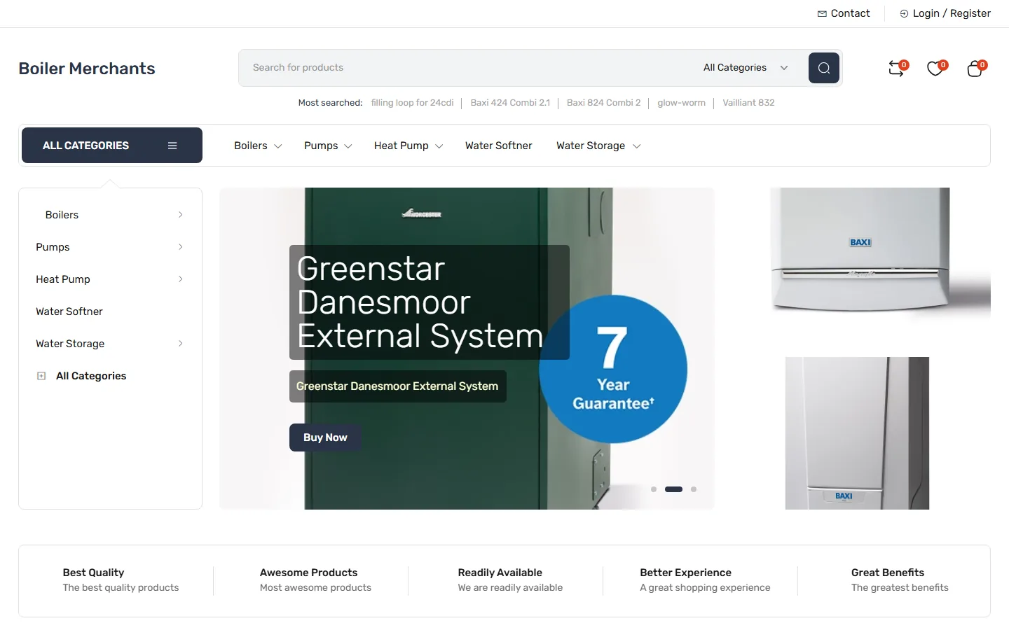 Boiler Merchants - Boilers, Heat Pumps & Heating Supplies E-commerce Store — solution design